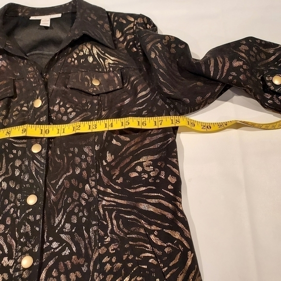 JM COLLECTION  Textured Black Gold Copper Clubwear Career Jacket sz SP - Picture 8 of 12